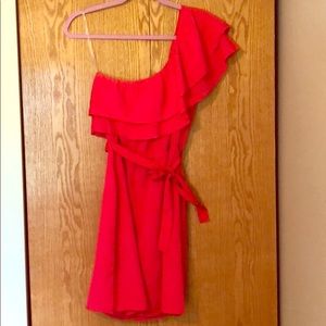 Coral one shoulder dress